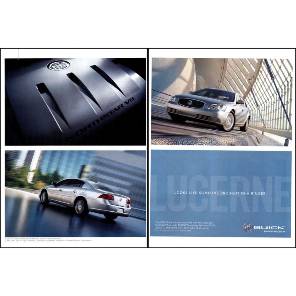 2006 Buick Lucerne Sedan Northstar V8 Engine 2 Page Vintage Print Ad Wall Art
